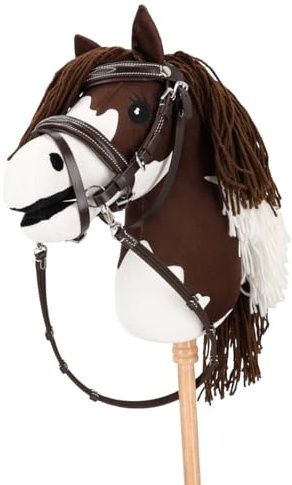 QHP Hobby Horse Deluxe Stitching Bridle - Suitable for HKM Workhorses - Dark Brown