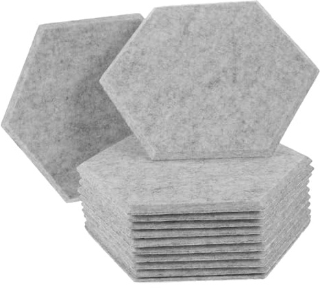 DECORNIJIA 12pcs Acoustic Absorption Wall Panels Felt Soundproofing Board Silver Grey Noise Reduction Insulation for Bedroom Office Studio