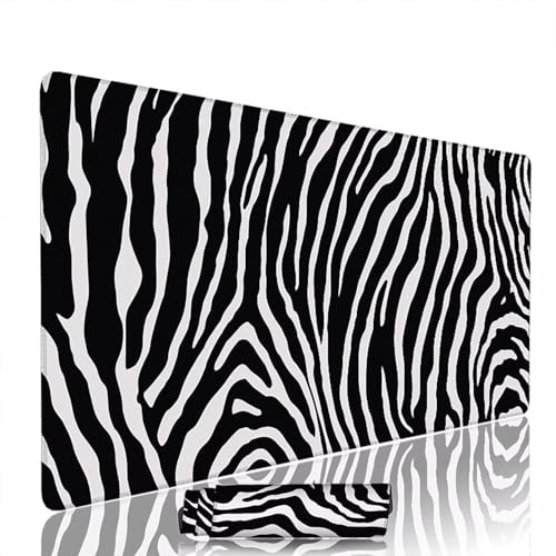 Tapis de Souris Noir Blanc sous Main Bureau Tapis de Souris Gaming XXL 1200x600x3mm Mouse Pad Caoutchouc Zèbre Grand sous Main Gamer Accessoires PC Antidérapant et Imperméable, pour Clavier w-10067