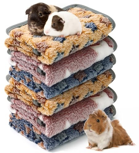 6 Stück Meerschweinchen-Decken, 12 x 12 Zoll Fleece-Meerschweinchen-Einstreu, wiederverwendbare Meerschweinchen-Käfigauskleidung, Haustier-Urinunterlage, Schlafmatte, Mattenbezug für Hamster, Chinchil