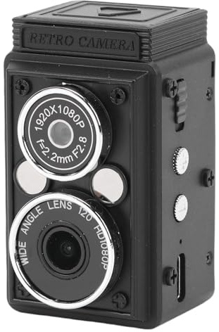MENDUNER Mini Fotocamera Digitale Vintage, Fotocamera Digitale Portatile Stile Reflex con Doppio Obiettivo, Foto da 12 MP, Messa a Fuoco Automatica, per Ragazzi e Ragazze