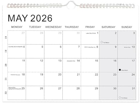 Fellflying Calendar 2026-2027,Ruled Blocks Planner with Holiday and Lunar Phase | Wall Calendar January 2026 to June 2027 | for Organizing To-Do List Goals Planning Appointments Schedule Festive