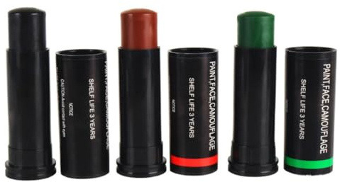 Générique Peinture Faciale Camouflage Extérieure 3 Couleurs Camouflage Forêt Bâtonnets Tubulaires pour Visage Kit Maquillage Militaire Compact et Pratique pour Activités Artistiques et