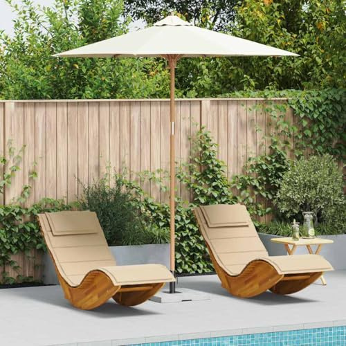 Nqyjm Parasol de jardin, blanc crème, diamètre 270 x 260 cm, en bambou, pour balcon, jardin, terrasse