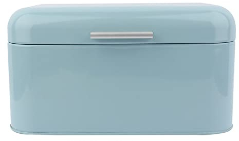 Tomantery Solid Color Iron Bread Container Convenient Practical Metal Bread Box for Baking Kitchen Use (Blue)