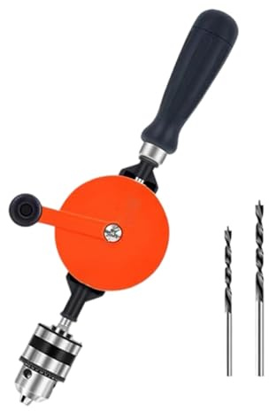 Colcolo Trapano a Manovella Portatile in Acciaio, Utensile Manuale Multifunzionale E Potente a Due Velocità, Trapano a Mano per La Lavorazione Del Legno in PV, stile B con 2 bit