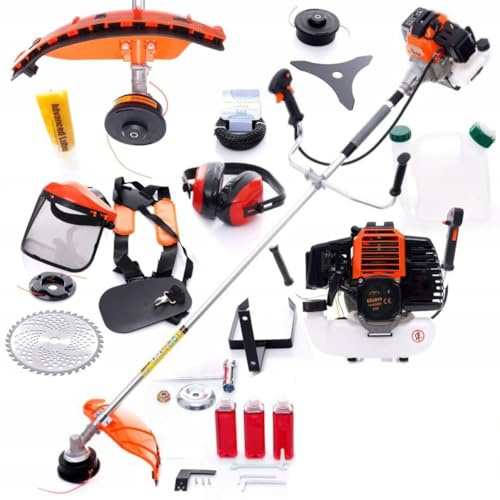 Decespugliatore a Scoppio 52cc 5,2 HP con Accessori Completi – Tagliabordi e Tagliaerba a Benzina Professionale con Lama e Testina Filo per Erba Alta e Rovi