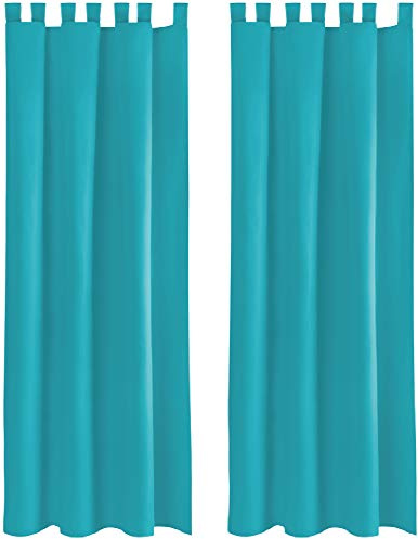 Bestlivings Blickdichte Gardine im 2er Pack mit Schlaufen (140x145 cm/Türkis), in vielen Farben