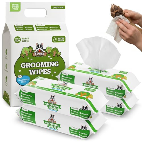 Pogi lingettes nettoyantes pour Chiens – à Base de Plantes, sans Parfum – Lot de 400
