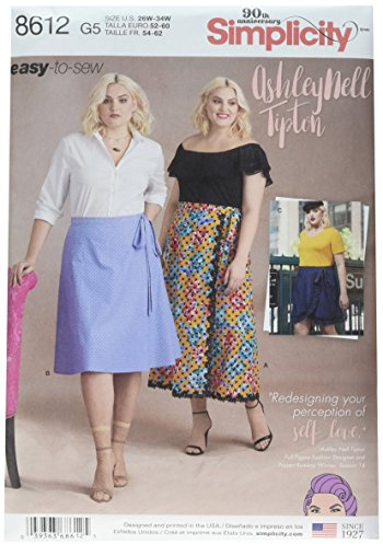 Simplicity US8612G5 Schnittmuster für Wickelrock von Ashley Nell Tipton, Größen 56-86 W