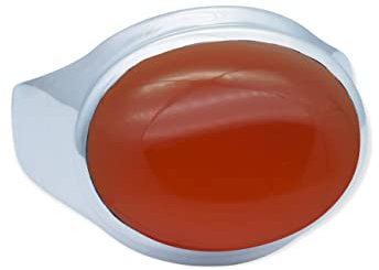 mantraroma Damen Ring Silber mit Stein Karneol Edelstein orange schlicht groß modern