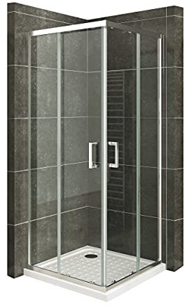 i-flair Duschkabine DIANA mit Schiebetüren 90x90 cm Höhe: 190 cm Eckdusche mit Rollensystem aus durchsichtigem 6mm NANO ESG Glas DK77