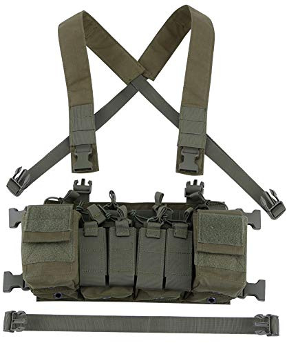 Tactical Chest Vest Rig Verstellbares X-Gurtzeug mit 5,56 9-mm-Gewehrmagazintaschen für Airsoft Shooting Wargame Paintball