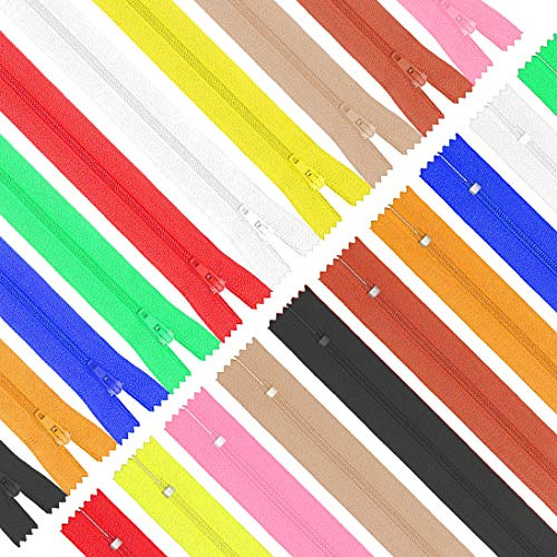 DSL 20 Pack 14 Inch Nylon Coil Zippers, Assorted Colours