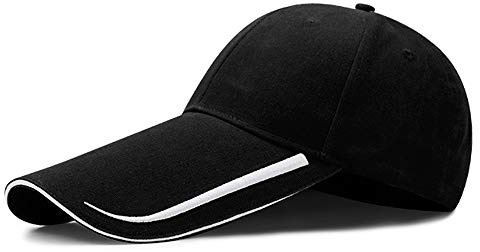 YEKEYI Extra lång skärm 100% tvättad bomull baseballkeps förlängt brätte solskydd hatt lång stor skärm keps, Svart, en storlek