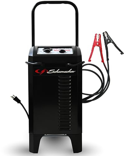 Schumacher Electric Wheeled Manual 10A Car Battery Charger and 250A Engine Starter, 2-in-1 Solution, 50A Boost, for 6V/12V Power Sport, Automotive, and Marine Batteries, SC1445