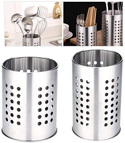 2 PCS Kitchen Utensil Organizer, Kitchen Stainless Steel Cooking Utensil Holder for Organize Drawers, Countertops and Tableware Storage
