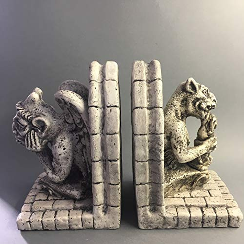 VIANAYA Set de 2 Serre Livres avec des gargouilles de Paris Notre Dame - Modèle Penseur et Rongeur - Grande Taille 18CM CM - Matière platre - Qualité Made in France