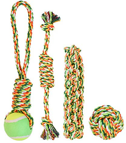 4-teiliges Hundespielzeug-Set aus Baumwolle Seilspielzeug Welpenspielzeug Hundebedarf