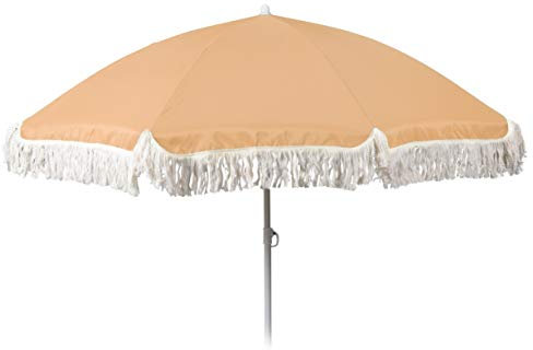 Meinposten Sonnenschirm UV-Schutz 30+ Strandschirm mit Fransen Balkonschirm Schirm Ø 155 cm GELB
