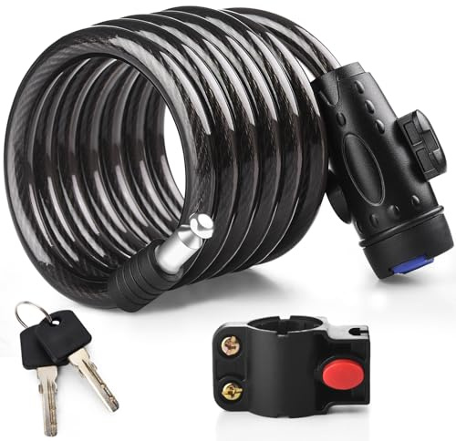 Candado de Cable, [120cm/12mm] [Impermeable] Diyife Candado Bicicleta, Largo Candados Antirrobo Bicicletas Seguridad, con 2 Llaves, paraMTB,Scooter, Bici,Monopatín,ecc