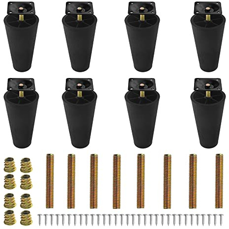 WMYCONGCONG 8 Stück Kunststoff-Sofa-Beine 5 Runde konische Ersatz-Möbel-Beine für Schrank Loveseats Couch-Stuhl mit Montageplatten M8 Gewinde für IKEA US gemacht Möbel/Betten