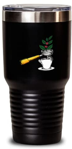 Becher aus Edelstahl, isoliert, lustig, Kaffeepflanze, Espresso, Barista, 880 ml