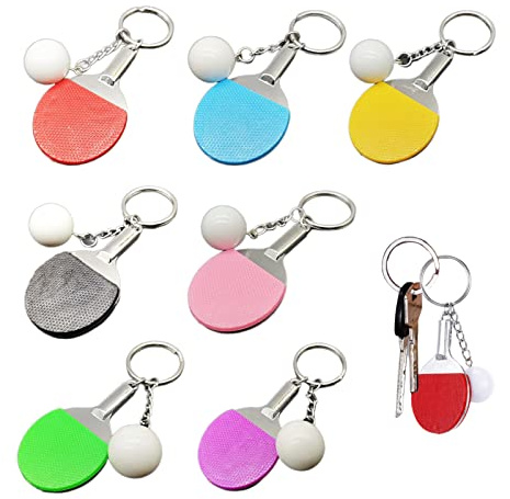 Fayemint 7 Stück Sport Schlüsselanhänger, kreativer Metall-Schlüsselanhänger, Tischtennis Schlüssel Anhänger, für Schlüssel, Autos, Handtaschen, Rucksäcke