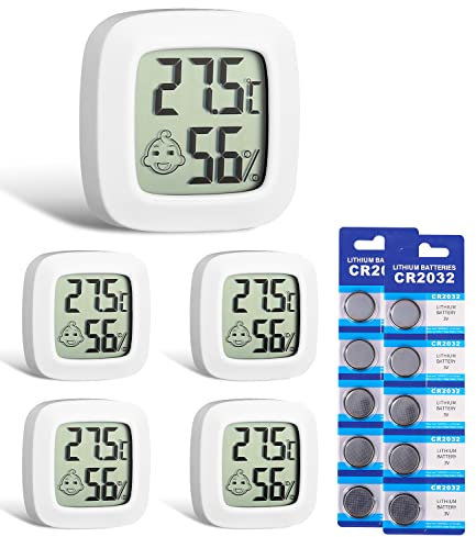 NEFLSI 5 Pièces Thermomètre Hygromètre Interieur Numérique, Indicateur du Niveau de Confort, Thermomètre Chambre Bébé pour Salon, Entrepôt, Chambre de Bébé, Vestiaire, Serre, Cave à Vin