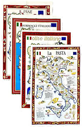 BLU RITMO Canovacci Cucina Cotone Italia 55x85 cm - Cibi - 4 pezzi