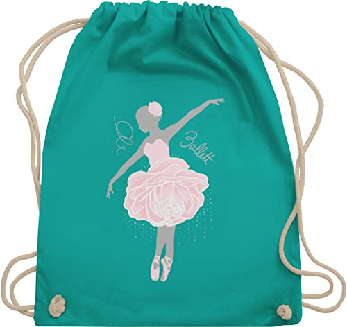 Turnbeutel Rucksack - Kinder Sport Kleidung - Ballerina - grau/rosa - Unisize - Türkis - balletttasche mädchen kinderturnbeutel tanzen ballett turnsackerl kindergarten tanz dance mit beutel