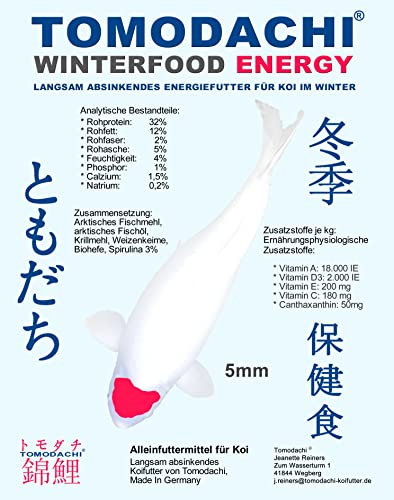 Koifutter Winterfutter Koi Sinkfutter Spirulina Energiefutter farbverstärkend Gosanke Koi Immunschutz hochverdaulich arktische Rohstoffe 5mm 15kg