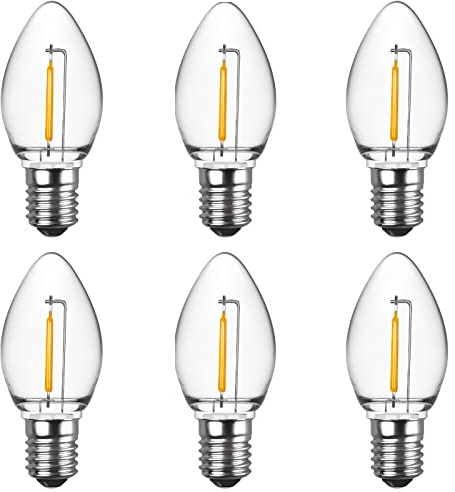 Meconard C7 LED Night Light Bulbs, Shatterproof LED Replacement Bulbs for Window Candles & Chandeliers, E12 Candelabra Base, 0.6 Watt Equivalent to 7Watt Incandescent Bulb, Warm White,6 Pack