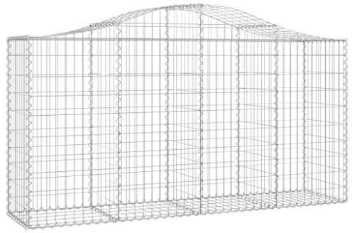vidaXL Paniers à gabions arqués 4 pcs 200x50x100/120 cm fer galvanisé, gabion, cage de gabion, panier de mur de gabion, mur de gabion