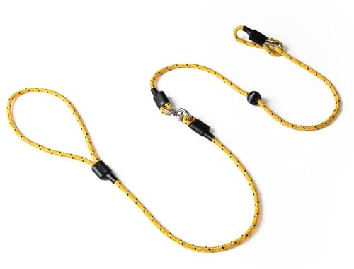 Dog & Field Pro Trialler Swivel Slip Lead, Yellow. 1.2m Rope Slip Lead For Dogs With Button Press Stopper, Easy To Slip On, No Collar Or Harness Needed. Anti-Tangle Dog Leash (Yellow)