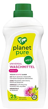 PLANET PURE Universal Waschmittel 25 WL, Wildrosen, 98,4% natürliche Inhaltsstoffe