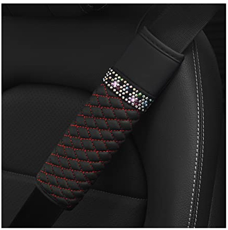 CGEAMDY 2 Pezzi Imbottitura per Cintura di Sicurezza, Imbottitura Avanzata Cintura Sicurezza, Spallina Cinturas Sicurezz per Cintura Auto, Cinture Sicurezza per Auto Adulto Bambino(Nero-Rosso)