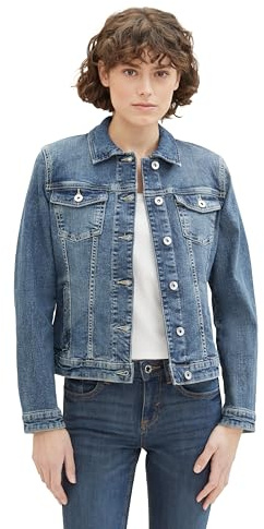 TOM TAILOR dam 1041047 jeansjacka, 10120-Used Dark Stone Blue Denim, XL, 10120 – Använd Dark Stone Blue Denim, XL