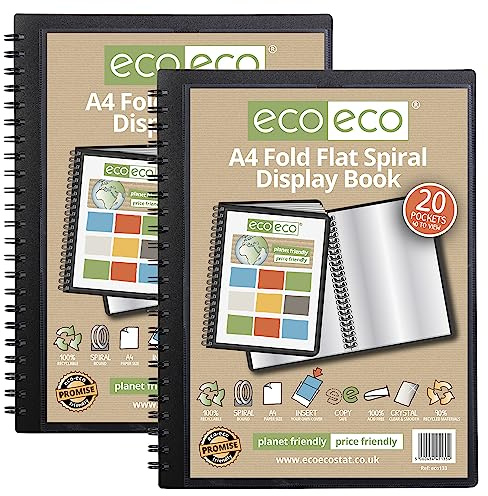 eco-eco Sichtbuch, A4, 50% recycelt, 20 Taschen, gefaltet, Spiralbindung, 2 Stück, eco133 x 2