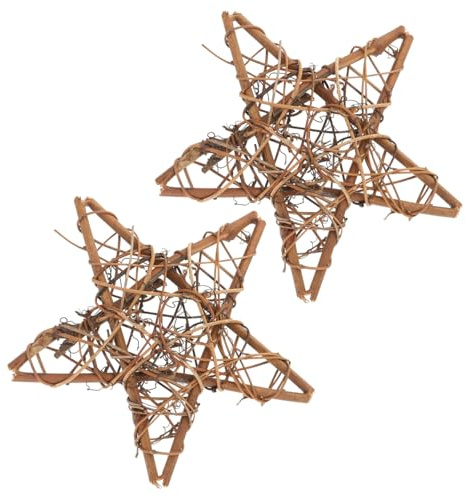 HOMSFOU Star Wreath Rattan Rings 2 Pcs Diy Flower Arranging Holder Natural Wicker Frame for Indoor Outdoor Garden Decor Handmade Craft Accessory
