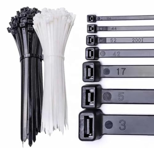 Profi Kabelbinder aus Nylon in schwarz/weiß 100 Stück verschiedene Größen - extrem Zugfest (L 300 mm x B 4,6 mm, weiß)