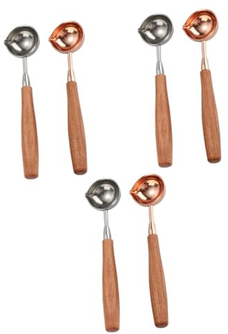 Ciieeo 6 Stk Messlöffel Kaffeelöffel Kaffeebohne Eiweiß Wachssiegel Kaffee Milch Kanister Schaufeln Tee Küchenversorgung Hause Esslöffel Milchpulver Holzgriff Küchenwaren Rostfreier Stahl