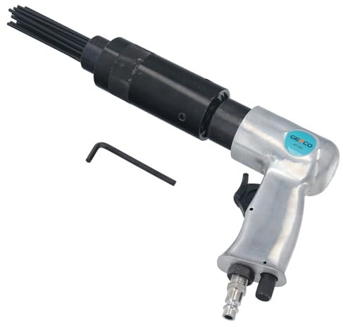 GEPCO Druckluft Nadelentroster Rostentferner mit Nadelkopf mit 19 Nadeln Ø 3mm Pneumatischer Nadelhammer Nadelpistole 4000 U/min