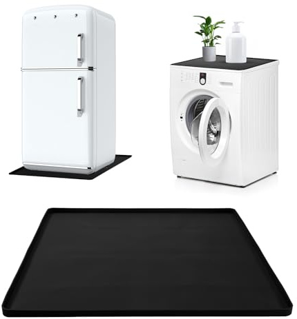 Refrigerator Mat, 23.62x23.62 Inch Mini Fridge Silicone Mat with Raised Edge Washable Under Fridge Carpet Drip Pan Multifunctional Refrigerator Floor Protector Freezer Mat Pads Prevent Water Leaks