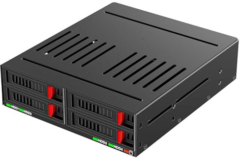4 Bay SATA HDD & SSD Hot Swap Cage, 4 Bay Hard Drive Dock for 5.25” Enclosure