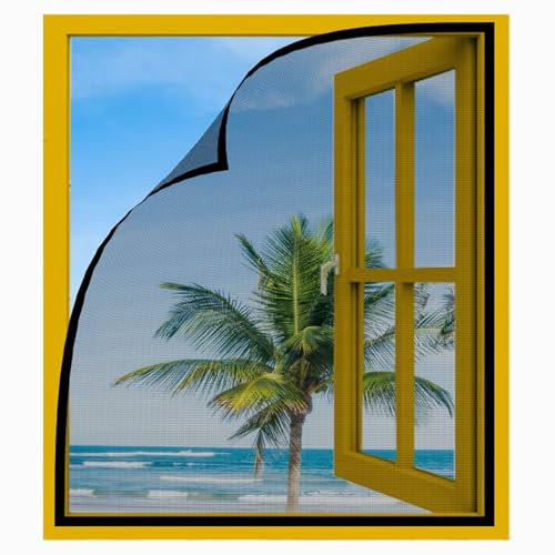 Fliegengitter Fenster BalkonFenster 135x185cm Fliegengitter Fenster Dachfenster Insektenschutz Ohne Bohren für BalkonFenster TerrassenFenster Wohnzimmer,Schwarz