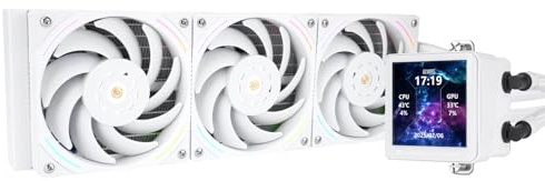 TR Frozen Vision 360 bianco-Liquid CPU, con 3 ventole PWM,Schermo LCD IPS con immagine quadrata da 2,88 pollici per 480 x 480 pixel, raffreddamento ad acqua CPU per computer per AM4/AM5 e Intel