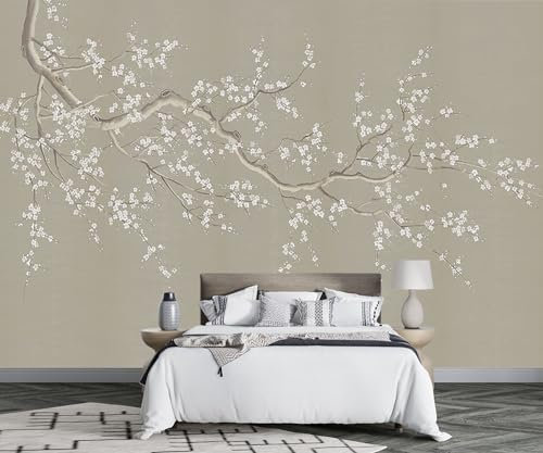 Papel Pintado Pared 3D Flor De Ciruelo Retro Zen Mural Papel Pintado Infantil Papel Tapiz Fotomurales Decorativos Pared Wallpaper -F001-300cmX210cm