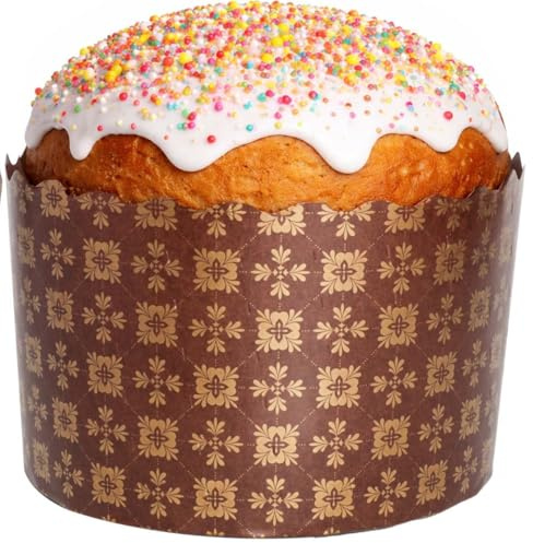 15 oz Paska Mold Easter Bread Forms 12 Pack – Large Easter Bread Paper Mold Panettone Paper Kulich Paska | Standard Brown Design