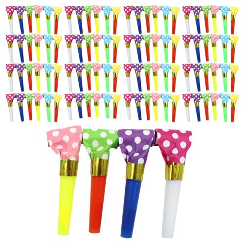 POFET 100pcs Souffleurs de Fête, Sifflets de Fête, Célébrez avec des Remplisseurs de Sac de Fête pour Unisexe, Souffleur de Fête, Sifflets de Sac de Fête pour Sacs de Fête